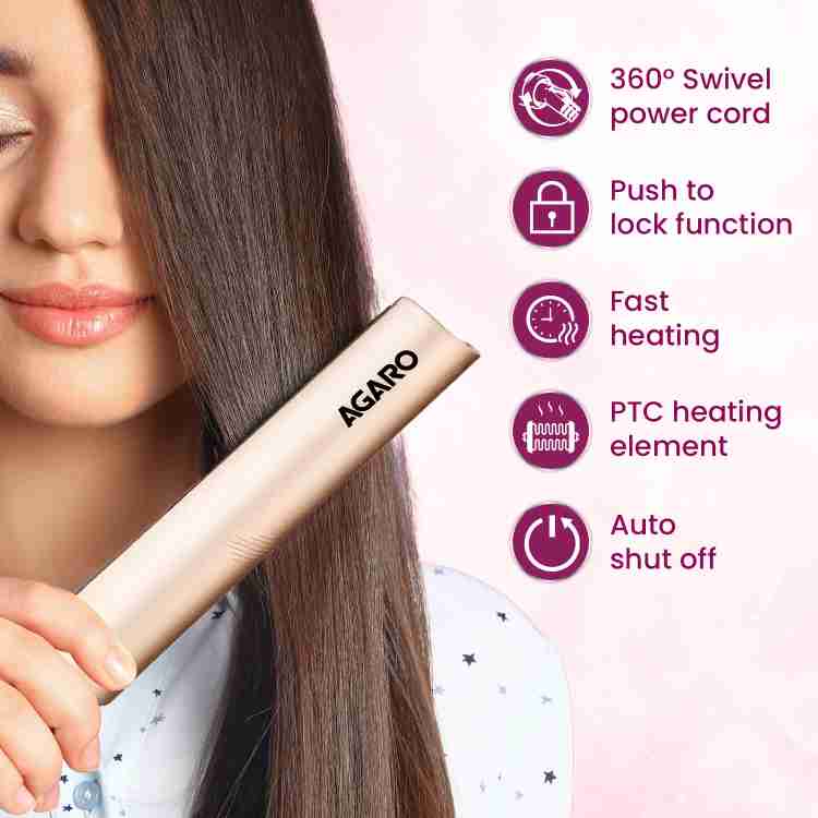 AGARO Hair Straightener Ceramic Coated Floating Plates Adjustable Temperature Hair Straightener AGARO Flipkart