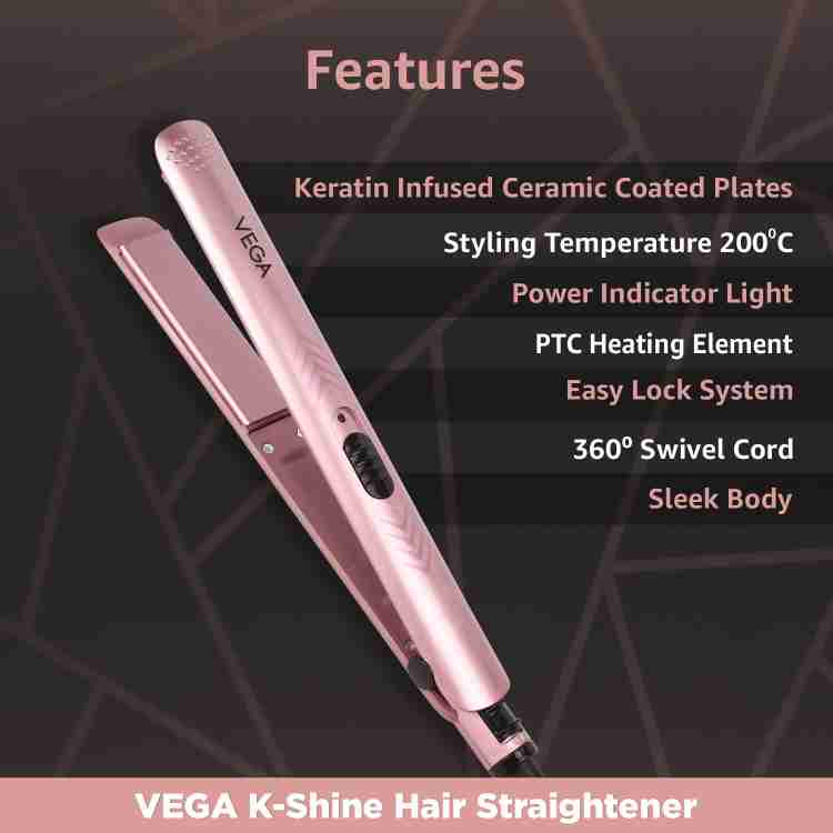 VEGA Keratin Infused Plates VHSH 28 K Shine Hair Straightener Hair Straightener VEGA Flipkart