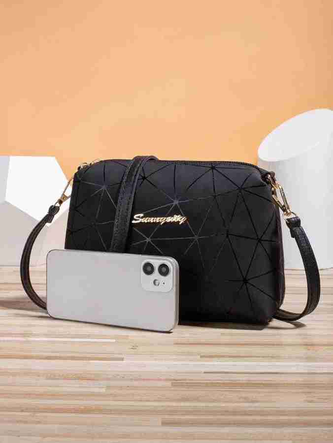 LIKE STYLE Black Sling Bag Attractive Printed Formal Sling Bag