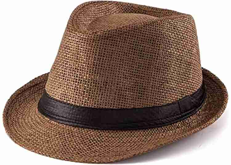 Adorazone Boy's & Girl's Straw Fedora Short Brim Hat (6-24months