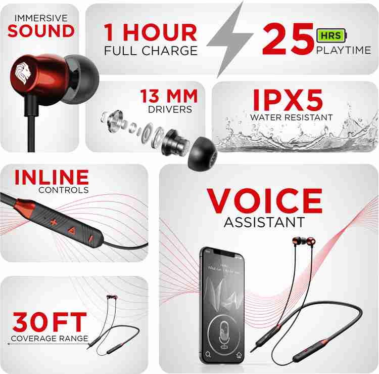 Kratos Impulse Neckband with 25 hrs Playtime 13mm driver with Sweat proof Deep Bass Bluetooth Price in India Buy Kratos Impulse Neckband with 25 hrs Playtime 13mm driver with Sweat proof