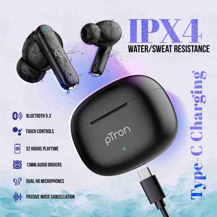 PTron Bassbuds Joy TWS with 13mm Drivers Stereo Calls 32Hrs