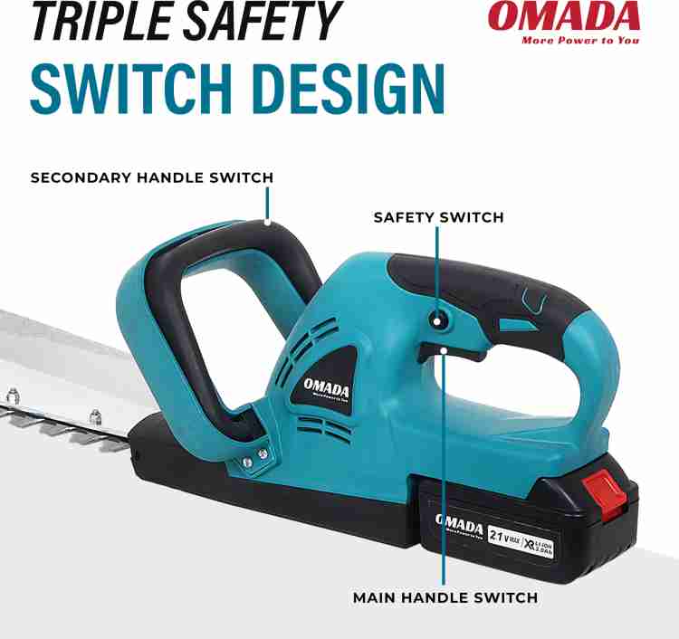 OmadaTools OMD 0060 Cordless Hedge Trimmer 21v Electric Bush