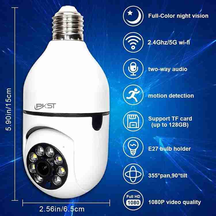 PKST Wireless Wi Fi Light Bulb Camera 360 Degree E27 Bulb