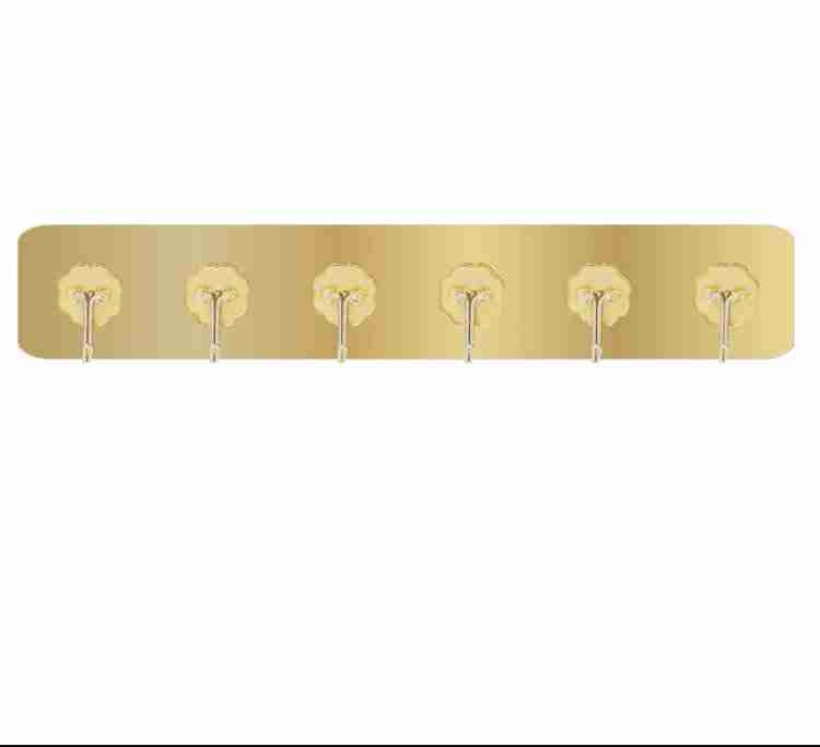 dianore Heavy duty Gold Self Adhesive 6 Prongs Wall Hooks / Hanger