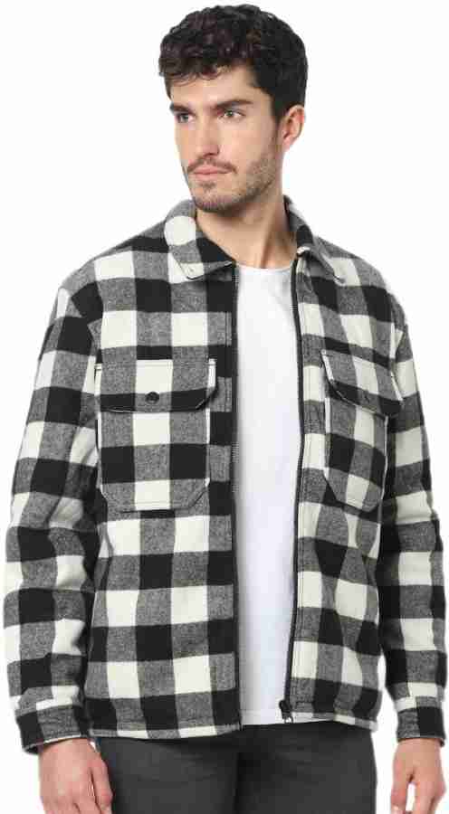 Mens black and on sale white checkered jacket