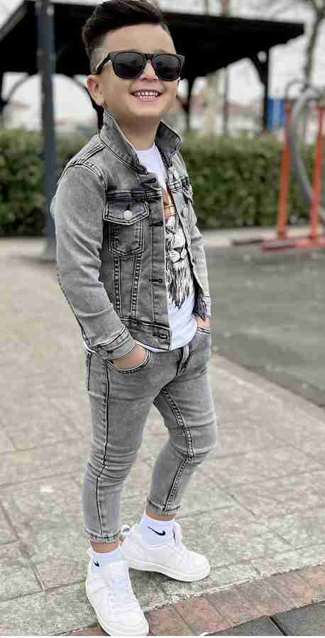 Boys grey cheap denim jacket