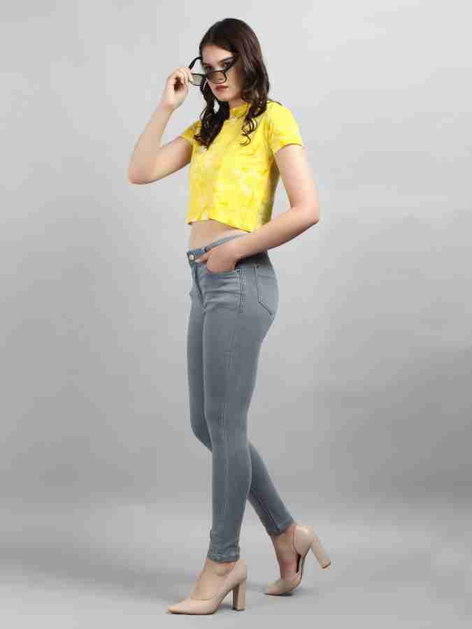 Grey jeans yellow clearance top