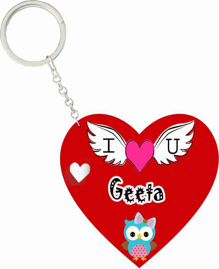 MorFex Geeta Name Beautiful Heart Shape Arclic Keychain Best Gifts