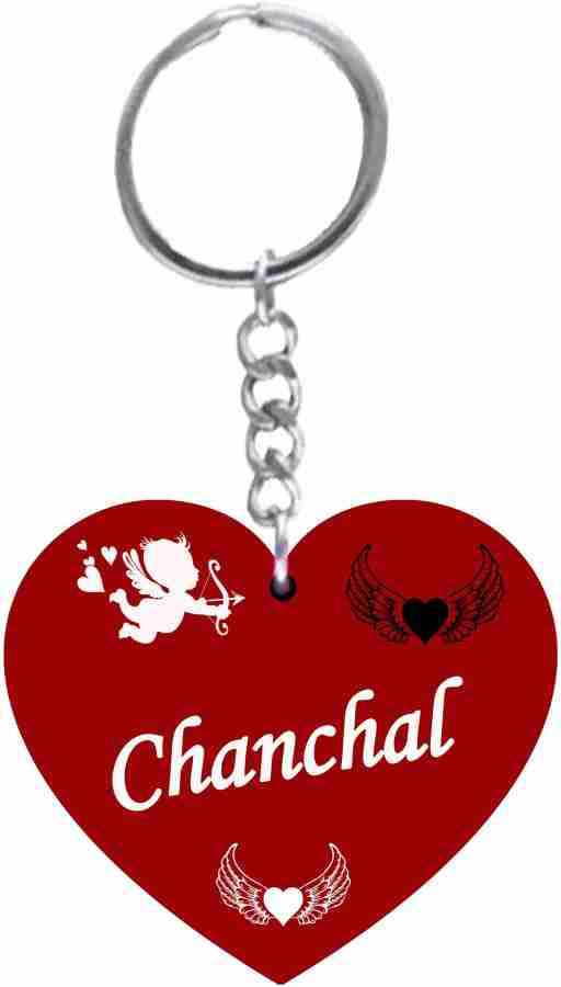 MorFex Chanchal Name Beautiful Heart Shape Arclic Wood Keychain