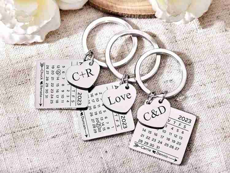 Myurawells Custom Calendar Date Engraved Stainless Steel Keyring Memorial Wedding Gift Key Chain Price in India Buy Myurawells Custom Calendar Date Engraved Stainless Steel Keyring Memorial Wedding Gi...