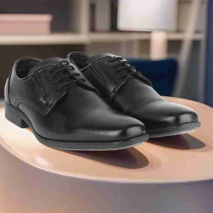 Lee cooper men's black leather formal shoes discount