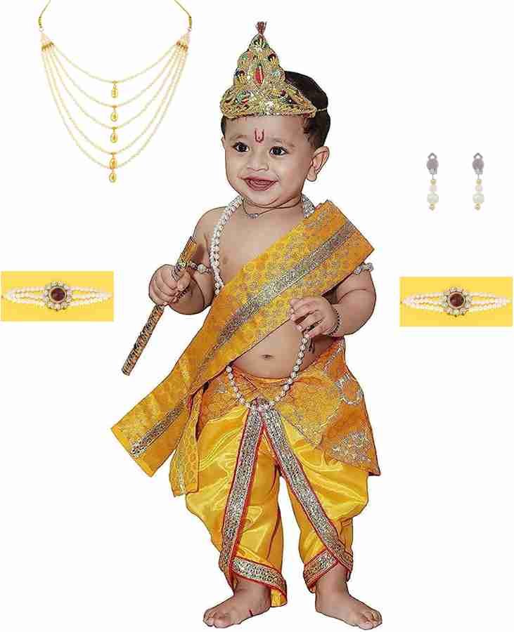 Raj Costume Krishna Dress for 7 Years 5 6 2 6 3 White 10 Girl 1 2 bal old jewellery Kids Costume Wear Price in India Buy Raj Costume Krishna Dress for 7