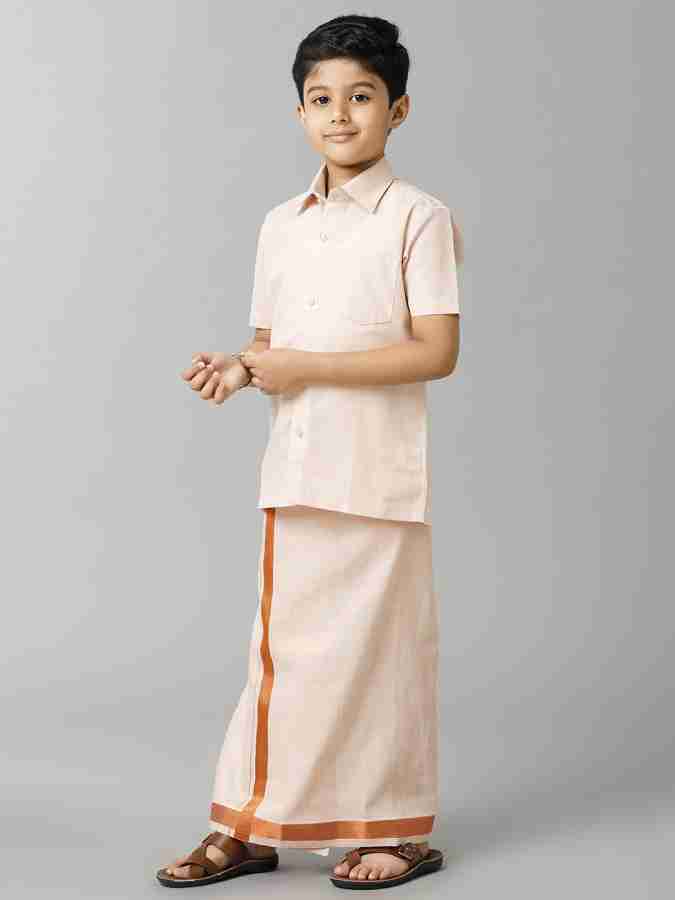 Ramraj Cotton Boys Festive & Party Shirt & Dhoti Set Price in