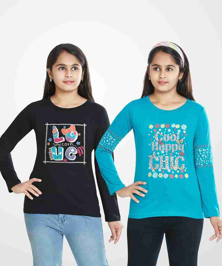 Flipkart Te Purple Girls Typography Pure Cotton Regular T Shirt Round Neck