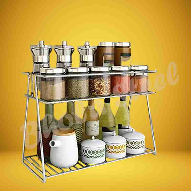 BHOLA STEEL Utensil Kitchen Rack Steel Kitchen Pantry Rack Storage Masala dabba pouches Multipurpose Rack Price in India Buy BHOLA STEEL Utensil Kitchen Rack Steel Kitchen Pantry Rack Storage Masala d...