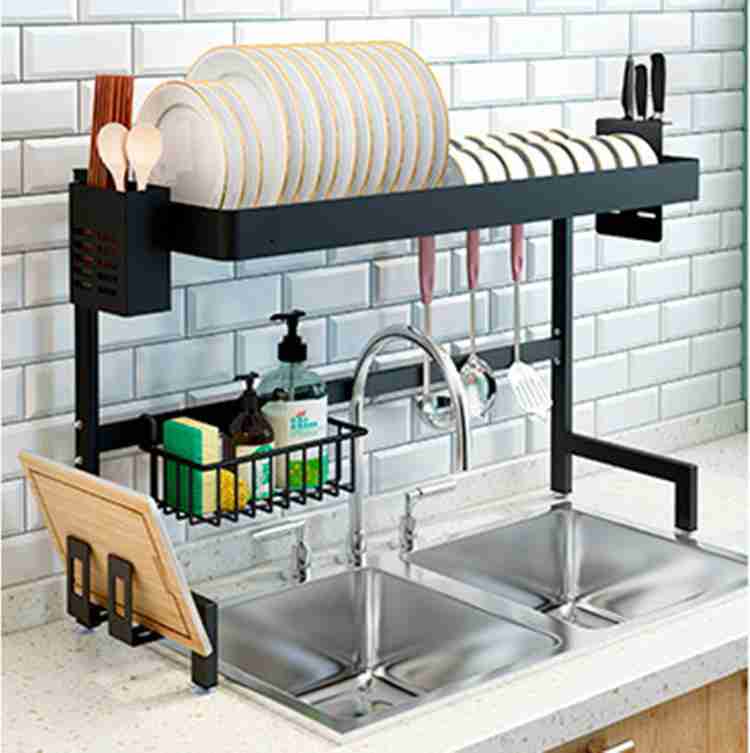 iBELL Dish Drainer Kitchen Rack Carbon Steel DR185 Dish Drying Rack Bartan Stand Over Sink Organizer Shelf for Utensils Price in India Buy iBELL Dish Drainer Kitchen Rack Carbon Steel