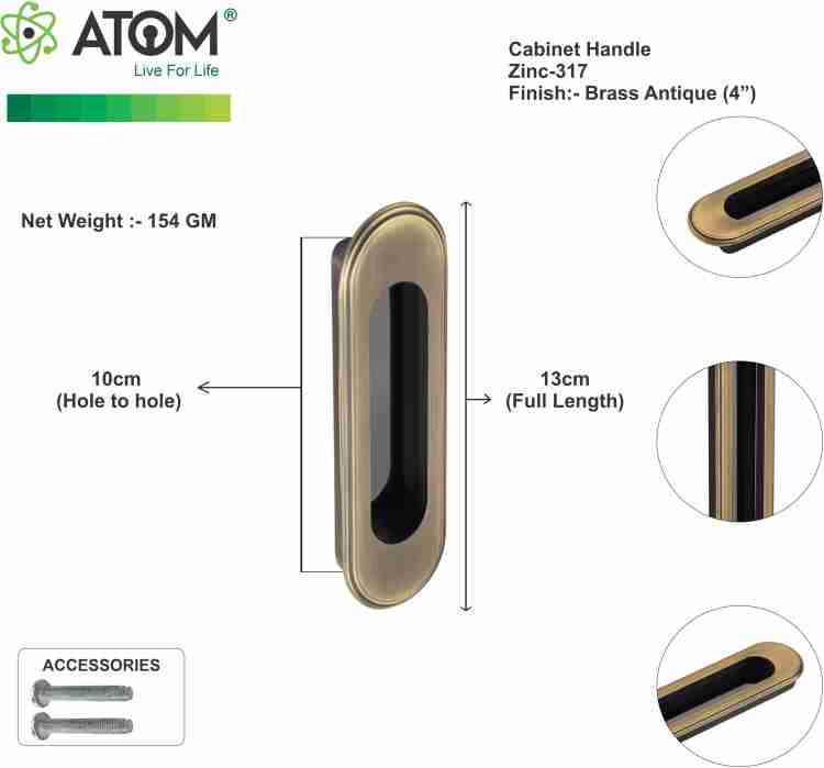 ATOM CH-ZN-317-BA-04, Pack of 2 Zinc Cabinet/Drawer Handle Price
