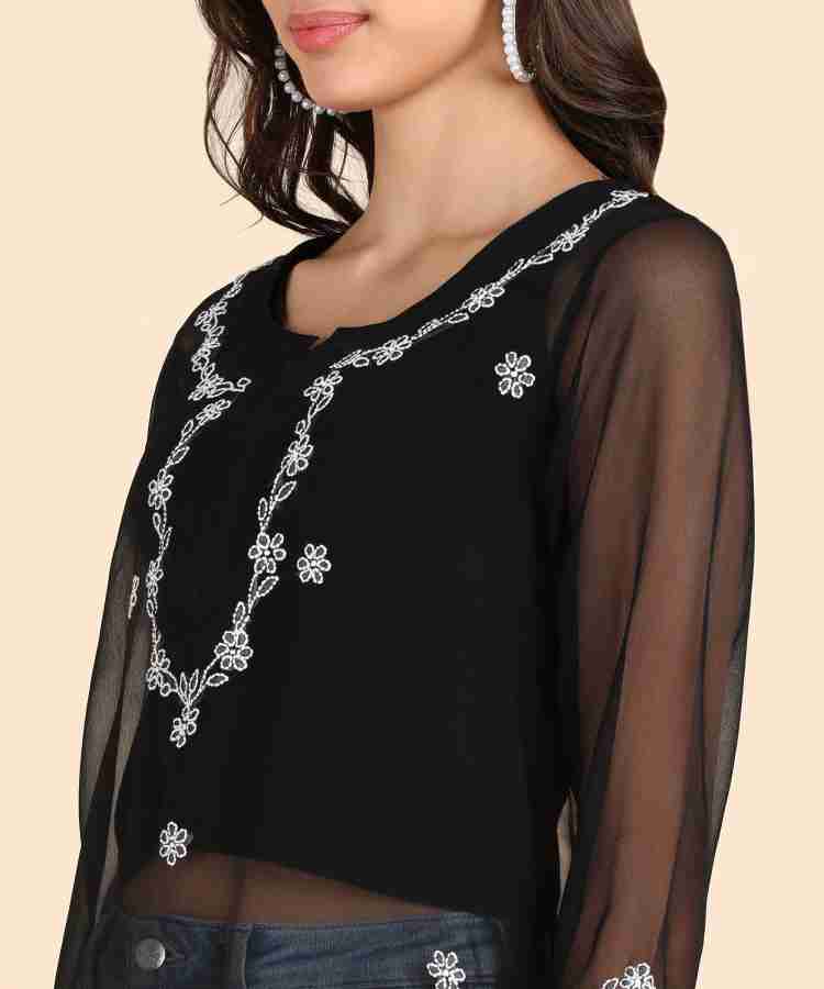 VAHSON Women Chikan Embroidery, Embroidered A-line Kurta - Buy