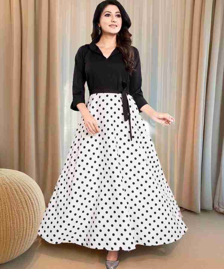 BLANCORA Women Maxi Black White Dress Buy BLANCORA Women Maxi