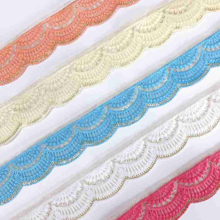 Lami 9 Meter Flower Design Embroidery Lace on Net Tissue With