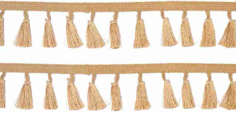 M S ZARIWALA Crystal Hanging Lace Golden Tassels Latkan Laces Heavy Pipe  Border for Dresses (9 Mtr) : : Home & Kitchen