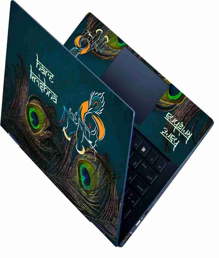 dzazner HD Printed Full Panel Laptop Skin Upto 15.6 inches Hare Krishna Bottom Feather Self Adhesive Vinyl Laptop Decal 15.6 Price in India Buy dzazner HD Printed Full Panel Laptop