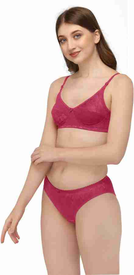 Bra & Panty Set Solid Maroon Lingerie Set