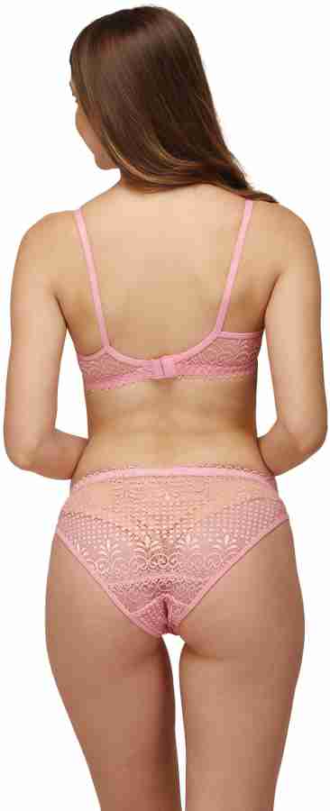 Buy DHANDAI FASHION Women Pink Self Design Lace Bra and Panty Set