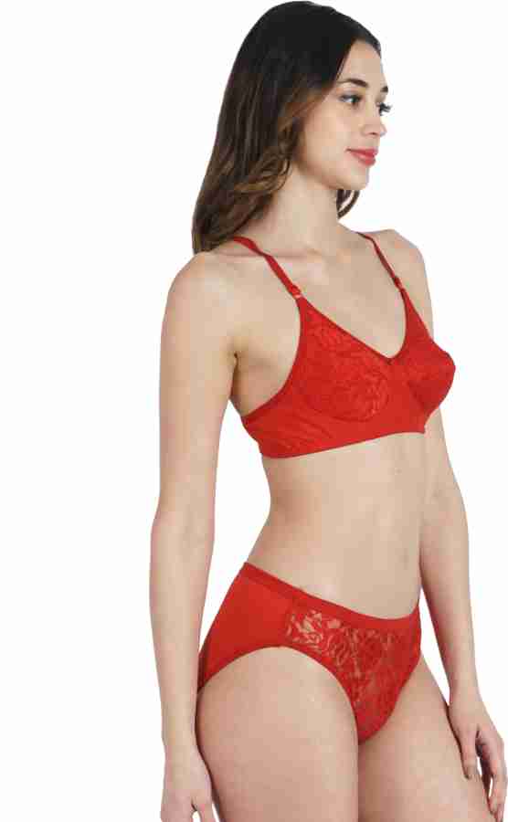 Net Floral Gowon Beauty Red Fancy Bra Panty Set at Rs 150/set in New Delhi