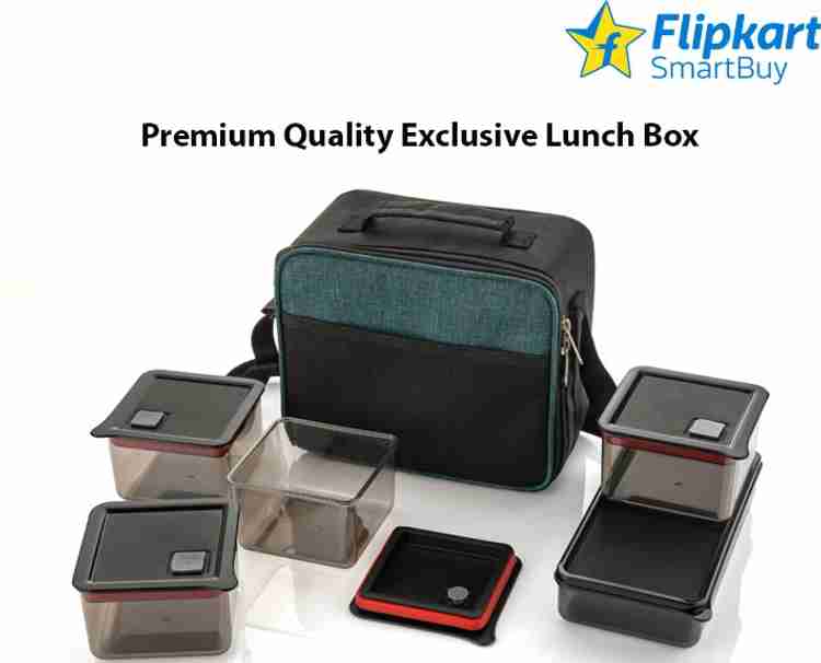Flipkart Flipkart SmartBuy Premium Square Containers Lunch Box With bag for School Office College 5 Containers Lunch Box