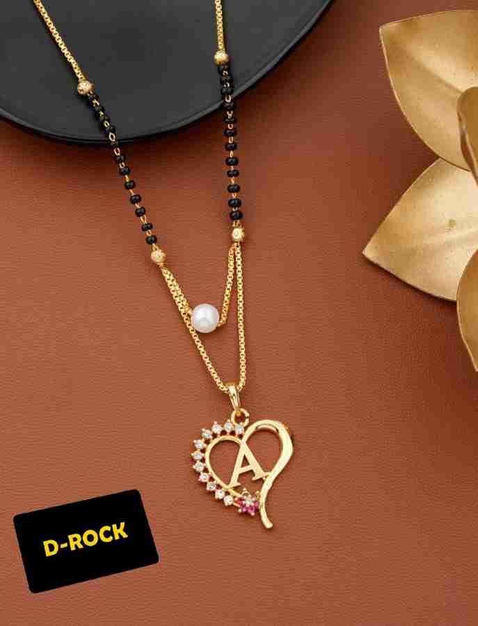 D-Rock “A” name letter alphabet 18 inch Diamond Gold-plated Mangalsutra  chain for women Brass, Alloy Mangalsutra Price in India - Buy D-Rock “A”  name letter alphabet 18 inch Diamond Gold-plated Mangalsutra chain