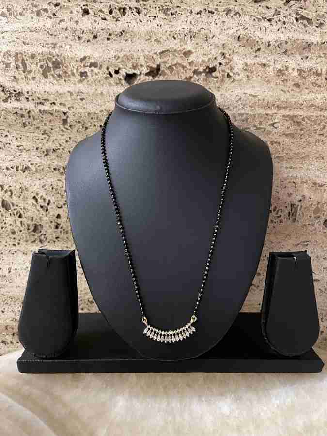 Black beads chain online with diamond pendant