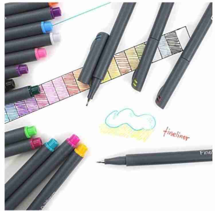 KRAFTMASTERS Fineliner Color Pen Set 0.4mm Fine Point Colored  Pens Markers Set Of 12 - Fine Point Colored Pens Markers