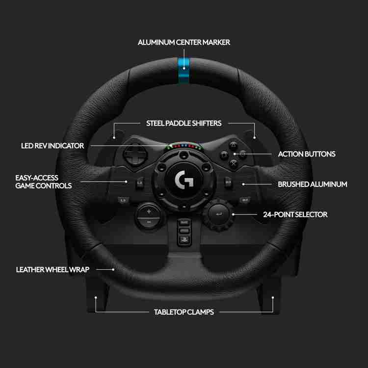 Logitech G923 Racing Wheel and Pedals,Dual Clutch, for Motion 