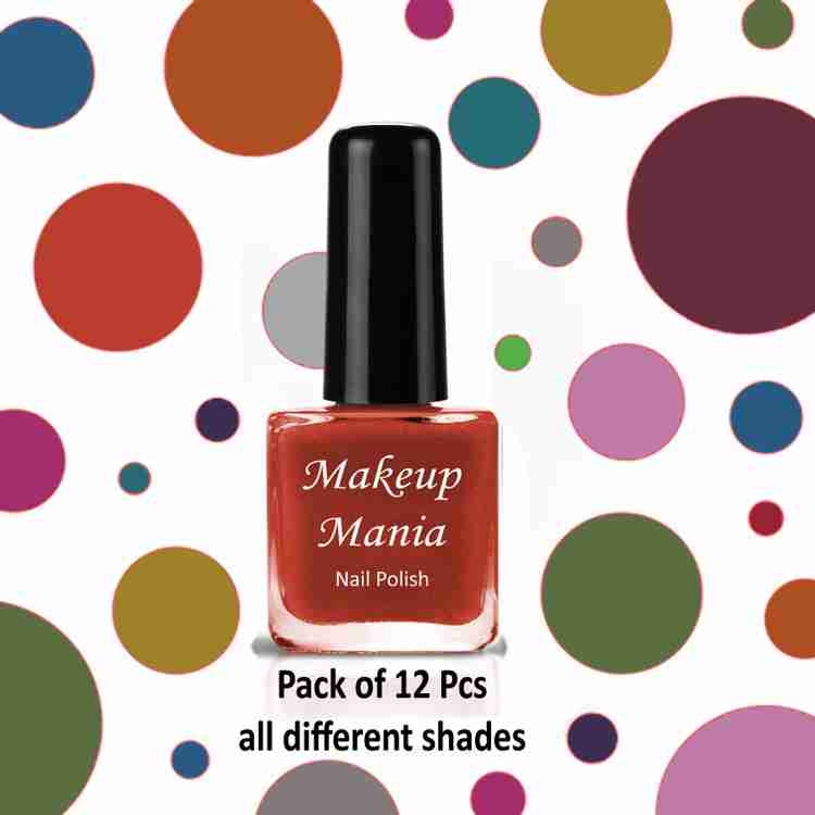 Makeup Mania Intense Shine Nail Polish Long Running Non Toxic Latest Set of 12 Pcs 219 Grey Nude Pink Brown Blue Pink Price in India Buy Makeup Mania Intense Shine Nail