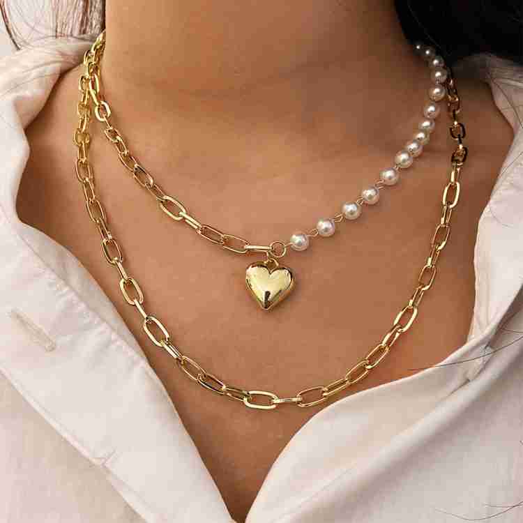 Women's double gold store chain necklace