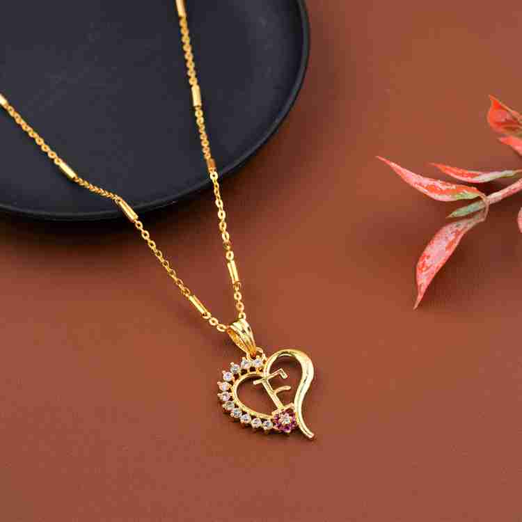 JETWAL F Name Pendant Heart Shape Design Alphabet F Locket