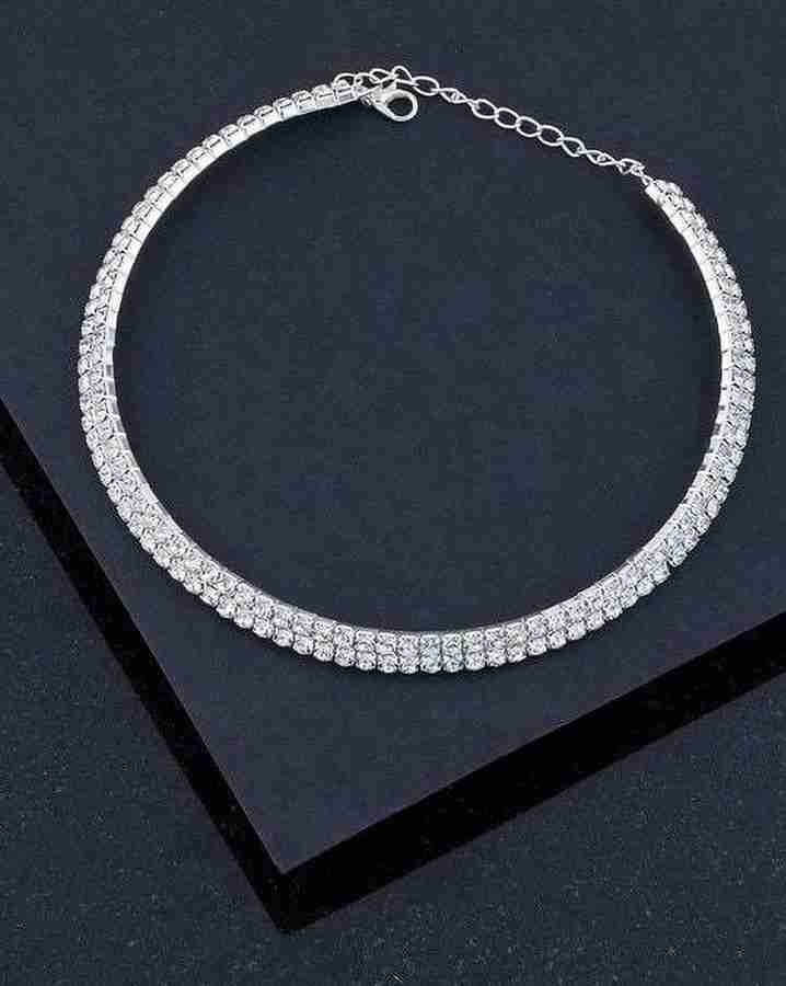 Silver rhinestone best sale choker necklace