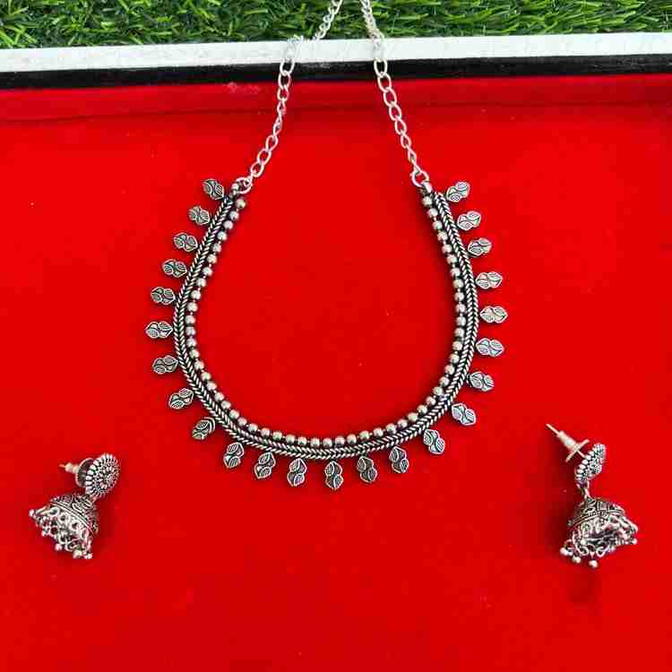 Black Bunny artificial jewellery necklace with earring for women Oxidised Silver Necklace Set Price in India Buy Black Bunny artificial jewellery necklace with earring for women Oxidised Silver Neckla...
