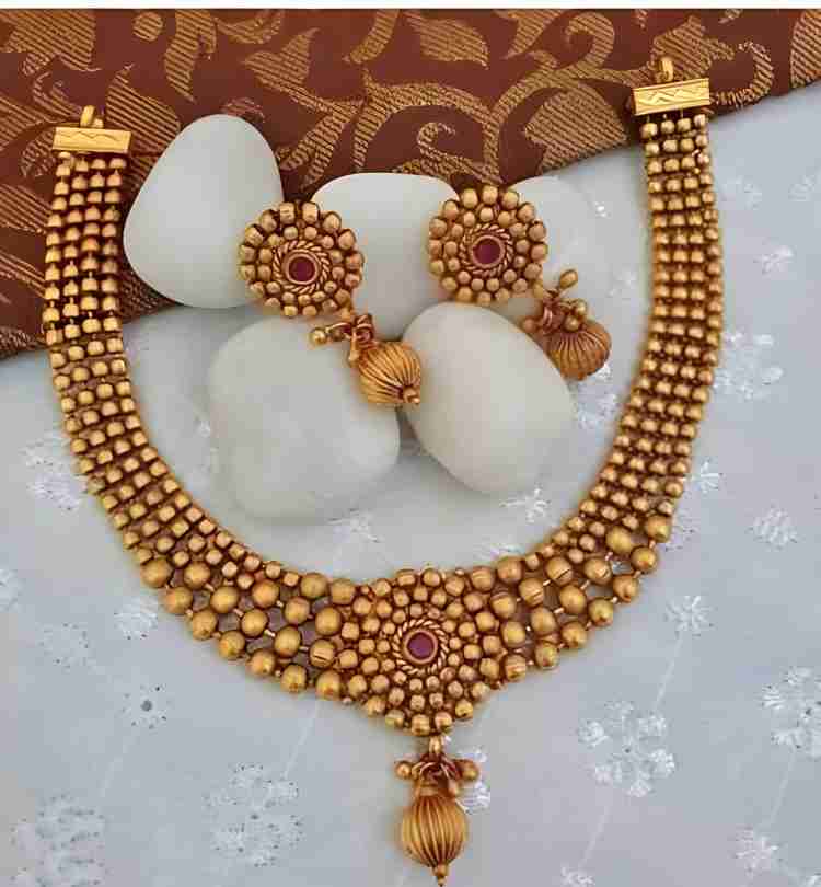 ROFARWORD Traditional Wedding Wear Necklace Jewellery Set For Women and Girls Zircon Gold plated Plated Copper Necklace Set Price in India Buy ROFARWORD Traditional Wedding Wear Necklace Jewellery Set...