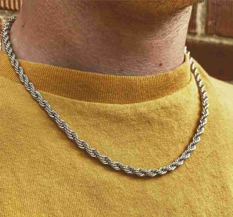 Happy Jewellery Pure Silver-Plated Rope Neck Chain For Men & Women