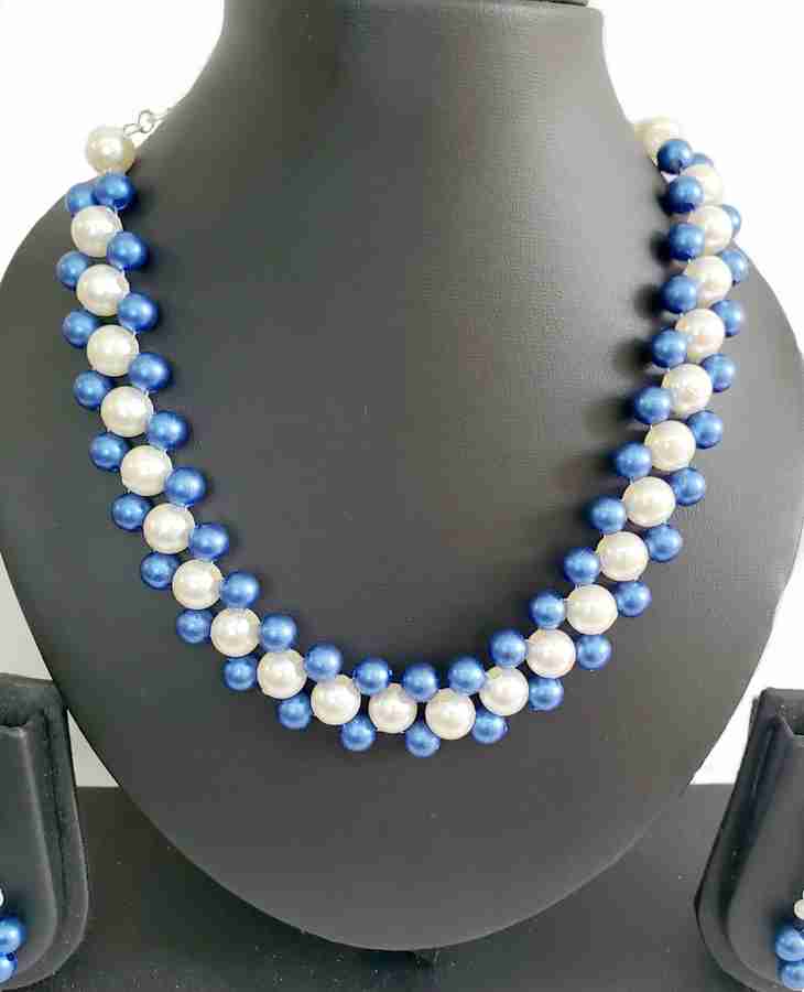 Royal blue cheap pearl necklace