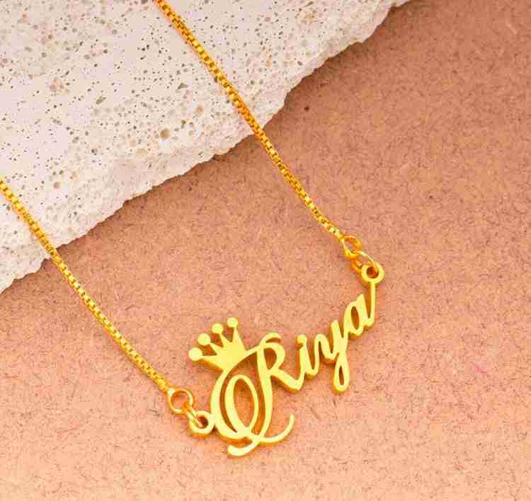 Idiotic World RIYA Name Crown Shaped Gold plated Plated Brass Necklace Price in India Buy Idiotic World RIYA Name Crown Shaped Gold plated Plated Brass Necklace Online at Best Prices in India