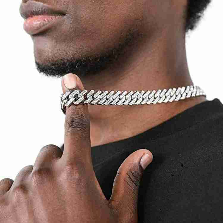 Fake diamond cuban link choker hot sale