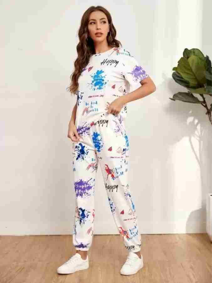 BEST DESIGNER HUB Women Printed Blue Top Pyjama Set