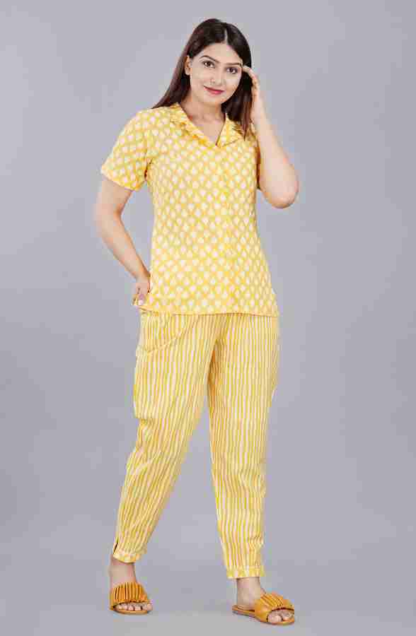 Jyoti Women Printed Yellow Night Suit Set Price in India Buy Jyoti Women Printed Yellow Night Suit Set at Flipkart Night Suit Set