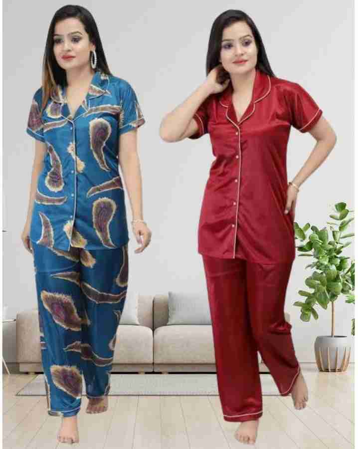 KV2 Women Self Design Multicolor Night Suit Set Price in India Buy KV2 Women Self Design Multicolor Night Suit Set at Flipkart Night Suit Set