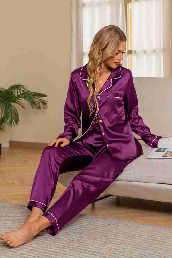 SO WE Women Solid Purple Shirt & Pyjama set Price in India - Buy SO WE Women  Solid Purple Shirt & Pyjama set at  Shirt & Pyjama set