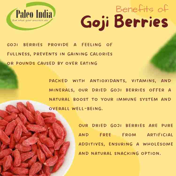 Paleo India Goji Berries Goji Berry Naturally Dried Unsulphured Without Sugar Dry Fruits Goji Berries Price in India Buy Paleo India Goji Berries Goji Berry Naturally Dried Unsulphured Without Sugar D...